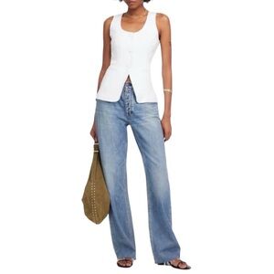 Madewell 100% Linen Scoopneck Cutaway Vest in Salt White